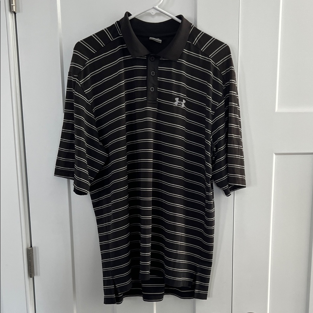 Under Armour Men's Polo Shirt with Black and White Stripes